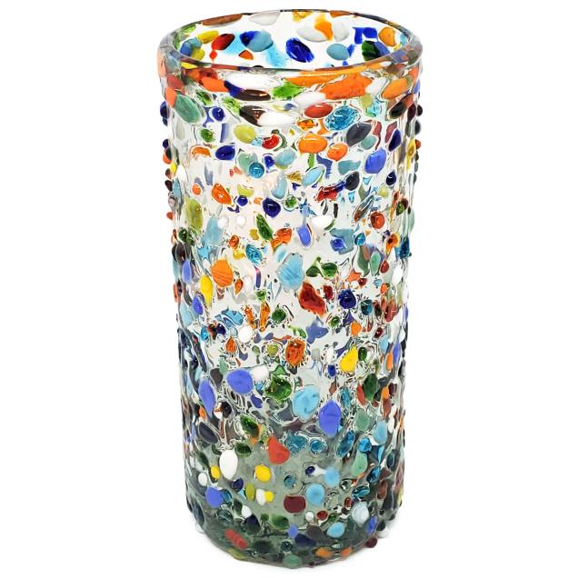 Novedades / vasos Jumbo 20oz Confeti granizado / Deje entrar a la primavera en su casa con ste colorido juego de vasos. El decorado con vidrio multicolor los hace resaltar en cualquier lugar.